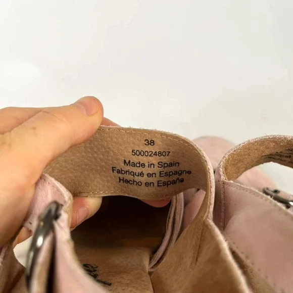 Free People Park Circle Clogs Pink Suede Wooden Platform Slingback Size 38 - Picture 4 of 7